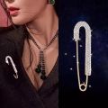 Luxury Elegent Gold Color Crystal Zircon Pins Fashion Women Rhinestones Brooches Safety Metal Pin Shawl Scarf Jeans Buckle Party.