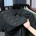 2025 New Men's Business Casual Short Sleeved Printed Polo Shirt Fashionable Breathable Comfortable and Versatile Top. 