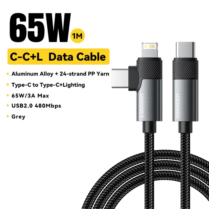 Essager%20PD%2065W%20Max%202%20in%201%20Type%20C%20to%20Type%20C%20and%20Lightning%20For%20Samsung%20Xiaomi%20IPhone%2014%2013%2012%2011%20Pro%20Max%20Xs%20Plus%20Data%20Cable%20-%20Image%207