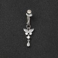 1pc Clip On Butterfly Belly Button Ring for Women, Copper Zircon Fake Belly Piercing Navel Body Jewelry Trendy Fashion Style.