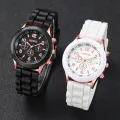 2PCS/Set Couple Watches Fashion Silicone Band Analog Quartz Watch(Without Box). 