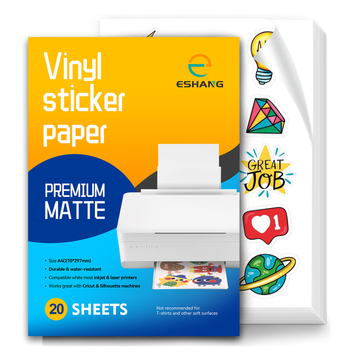 A4 Size Matte White Printable Vinyl Sticker Paper 8.3×11.7 inch Self ...