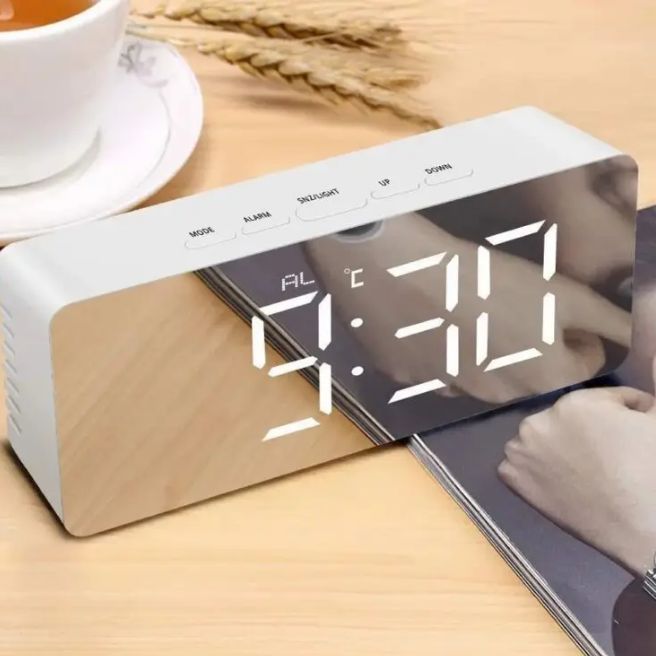 Table Clock With Led Modern LED Digital Table Clock with Alarm, Mirror Finish & USB Cable ...