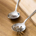 1pc Serving Spoon, Slotted Spoon, Stainless Steel Buffet Restaurant Dinner Spoon, Party Banquet Dining Utensils, Silvery.