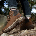 High-Top Leather Men's Boots Breathable Desert Combat Boots Outdoor Non-slip Hiking Boots Men Motorcycle Boots Work Ankle Boots. 