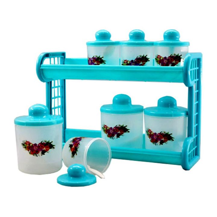 Kitchen%20Set%20Organizer%20Plastic%20Spice%20Containers%20With%20Rack%20-%207Pcs%20-%20Image%204