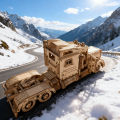 3D Wooden Puzzle Semi-Trailer Truck DIY Hand-Assembled Model Creative Holiday Birthday  Toy. 