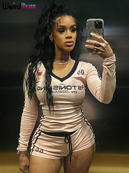 Weird%20Puss%20Women%20Tracksuit%202%20Piece%20Set%20Stroke%20Tight%20Hipster%20Letter%20Print%20Sporty%20Casual%20Crop%20Tops+Shorts%20Street%20Matching%20Outfits%20-%20Image%206