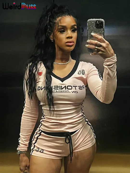 Weird%20Puss%20Women%20Tracksuit%202%20Piece%20Set%20Stroke%20Tight%20Hipster%20Letter%20Print%20Sporty%20Casual%20Crop%20Tops+Shorts%20Street%20Matching%20Outfits%20-%20Image%206