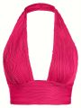 Solid Backless Halter Top.