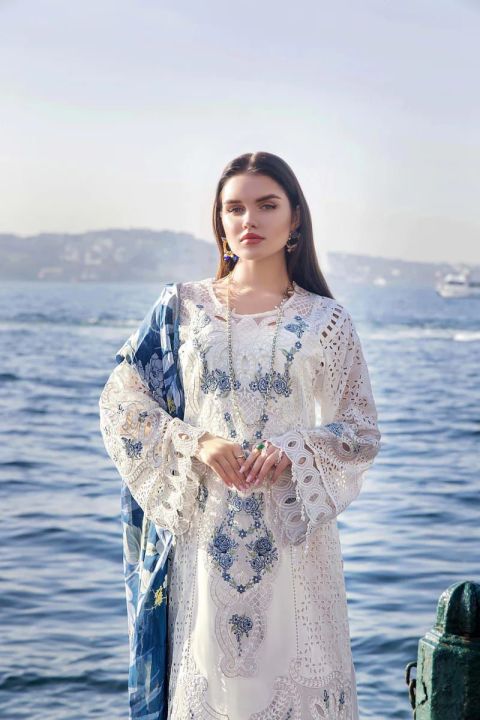 Heavy embroidery with karai 3 piece unstitched suit for you 🔥