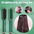 909 2-in-1 Hair Straightener Brush And Curling Comb – Fast Heating, Anti-Scald Ceramic Ionic Hot Comb - Smooth And Frizz-Free Styling At Home Or Travel - Adjustable Temperature - Salon Results For Women And Girls - HQT-909B Hair Styler. 