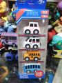 4 pics Cartoon Q Version Mini Alloy Car Pull Back Children Police Classic Car School Bus Ambulance Model Toy Diecasts Vehicle Kids Gift.