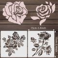 4PCS 5.9inch Rose Flower Stencils Reusable Floral Painting Templates for Wall Canvas Fabric DIY Craft Decor. 