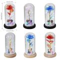 LED Enchanted Galaxy Rose Eternal Beauty And The Beast Rose With Fairy Lights In Dome For Christmas Valentine's Day Gift. 