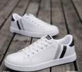 Sneakers for men white plain lace up trendy model classic shoes. - Shoes For Men. 