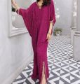 luxury Royal sequence embroidered agha jaan master kaftan in creamy skin color. 