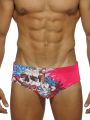 Men's Skull Pattern Drawstring Briefs, Summer Beach Swimming Trunks. 