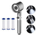 Filtered Handheld Shower Head with 3 Spray Modes, Showerhead with Stop Button, 3 Replaceable Filter Cartridges.