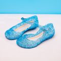New Summer Sandals Girls Princess Shoes Children PVC Jelly Shoes Cinderella Crystal Shoes Kids Slope Heel Sandals Size:25-37#. 