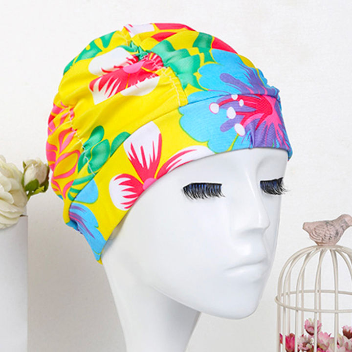 Women%20Fabric%20Swim%20Caps%20Swimming%20Pool%20Water%20Sports%20Bathing%20Pleated%20Cap%20Hat%20Long%20Hair%20Nylon%20Turban%20Elastic%20Adults%20Flowers%20Printed%20-%20Image%204