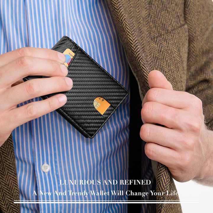 Men's%20Wallet%20Ultra%20Thin%20Rfid%20Leather%20with%20ID%20Window%20Multi%20Card%20Carbon%20Fiber%20Wallet%20-%20Image%206