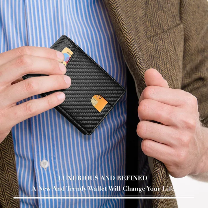 Men's%20Wallet%20Ultra%20Thin%20Rfid%20Leather%20with%20ID%20Window%20Multi%20Card%20Carbon%20Fiber%20Wallet%20-%20Image%206