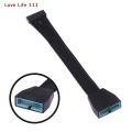New Small Mini USB 3.0 19/20 Pin Internal Extension Header Adapter Cable Black Flat Wire Cable for Motherboard 5.9inch/15cm. 