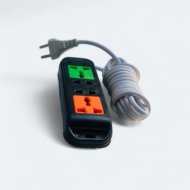 Power Extension Outlet with 4 Sockets (2 simple + 2 universal sockets) with 3 meters long Copper wire