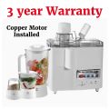 Premium Quality 4 in 1 Juicer Blender Grinder Chopper Machine ( Milkshake Jug + Grinder + Chopper ) - Standard Quality 750 Watts ( 7025 Copper Winding ) Motor Installed With 3 year Warranty. 