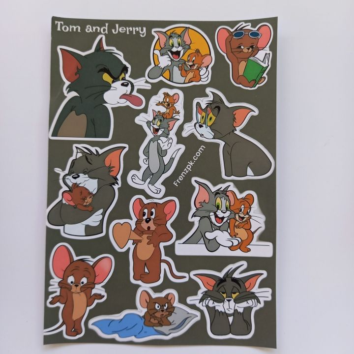 Tom and Jerry Mini UNCUT sticker sheet - A6 size - 15x10 cm