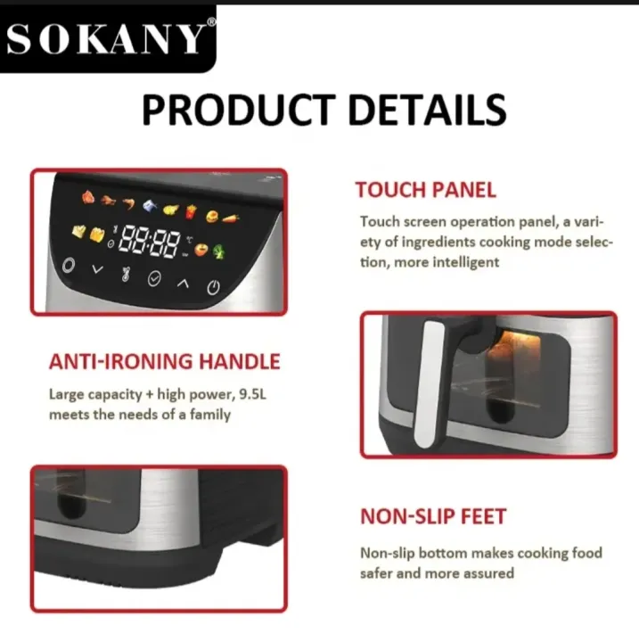 Sokany%20Air%20Fryer%209.5%20Ltrs%20With%20Glass%20Window%20Basket%202400%20Watt%20-%20Image%203