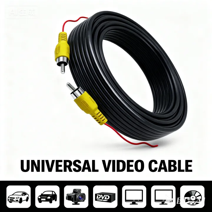 QXNY Car Rear View Camera RCA Wire 6m 10m 15m 20m Video Cable For ...