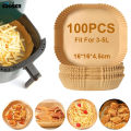 Air Fryer Liners Disposable 100pcs Parchment Paper Square Liners Round Liners Free of Bleach Non-Stick Oil-proof and Waterproof. 