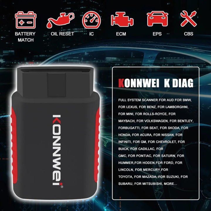 2025 KONNWEI KDIAG Full System Auto Scanner Reset SAS EPB Service ECU Programmer OBD OBD2 Car Diagnostic Tool pk Thinkdiag MINI