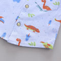 2PCS Baby Set Summer Fashion Dinosaur Random Print Standing Neck Shirt Short Sleeve Shorts Set. 