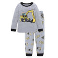 New Spring Autumn Children's Homewear Set Grey Long sleeved Pants Set Boys Girls Pajamas excavator Nightwear. 