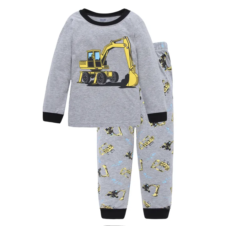 New%20Spring%20Autumn%20Children's%20Homewear%20Set%20Grey%20Long%20sleeved%20Pants%20Set%20Boys%20Girls%20Pajamas%20excavator%20Nightwear%20-%20Image%206