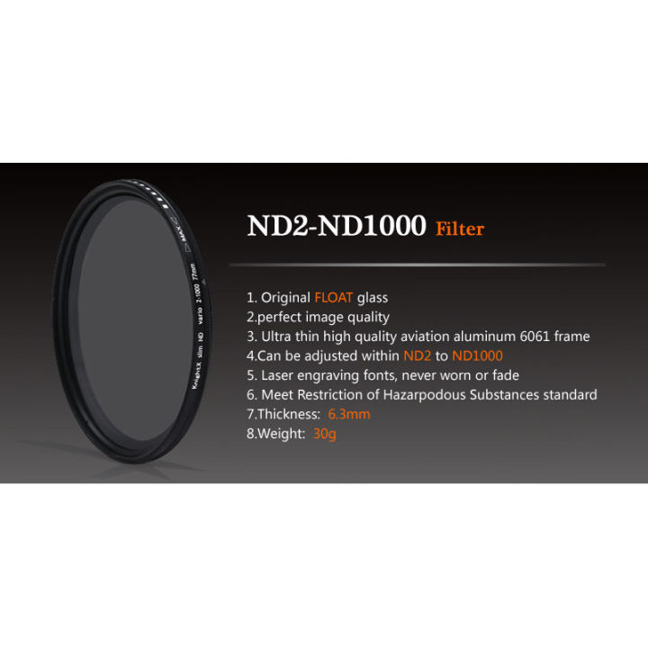 KnightX%20ND2-ND1000%20SLR%20DSLR%20Camera%20Variable%20ND%20Filter%20Neutral%20Density%20Fader%20Adjustable%20ND2-400%2049%2052%2055%2058%2062%2067%2072%2077%20mm%20-%20Image%203