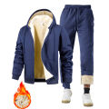 Men's Suit Two-Piece Tracksuit Plush Thickened Warm Sports Jacket+Trousers Sports Suit Winter Outdoor Casual Hoodie Sportswear. 