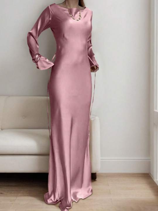 Women's%20Bespoke%20Satin%20Maxi%20Dress%20with%20Corset%20Waist%20Tie%20Classic%20Round%20Neck%20&%20Dramatic%20Flared%20Sleeves%20Luxury%20Evening%20Dress%20-%20Image%206