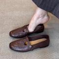 2025 Spring/Fall New Women's Vintage Mary Jane Shoes - Square Toe Low Cut Flats Soft Leather Loafers British Style Casual Shoes. 
