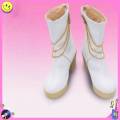Hot Aesthetic White Leather Cosplay Boots - Halloween Comic-con Carnival Role Play Shoes.