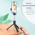 All In One Portable Tripod for iphone Selfie Stick With Fill Light Extendable Phone Stand for Tiktok Live BT Remote Control. 