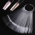 50Pcs False Nail Tips Clear Nail Gel Polish Display Fan with Ring Practise Card Fake Nails Palette Manicure Design Accessories. 