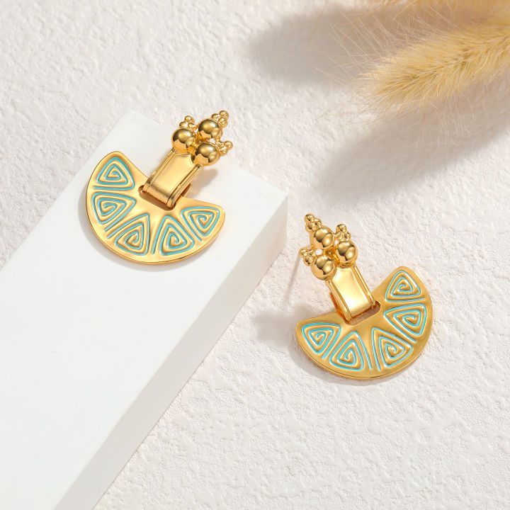 Kissmoon%20Vintage%20Sector%20Earrings%20for%20Women%20Girl%20Stainless%20Steel%20Geometric%20Textured%20Retro%20Fan-Shaped%20Earring%20Trendy%20Jewelry%20%20-%20Image%203