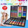 168 Pcs Kids Mega Art Set – Complete Drawing & Painting Kit with Color Pencils, Crayons, Oil Pastels, Watercolors & Markers – Portable Art Box for Children. 