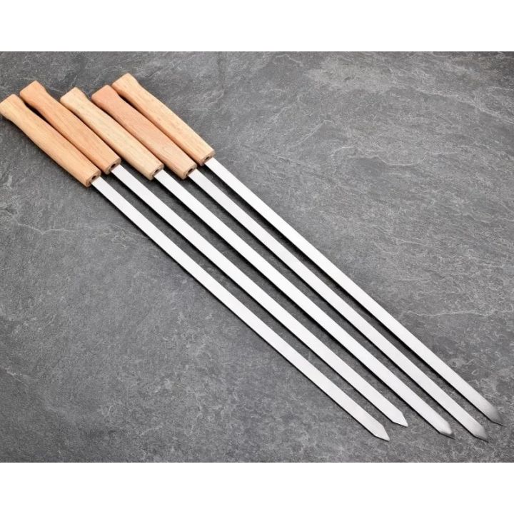 6/8pcs%20Kabab%20Koobideh%20Skewers%2017%20Inch%20Stainless%20Steel%20Grilling%20BBQ%20Skewer%20Reusable%20Barbecue%20Skewers%20Flat%20Stick%20with%20Wood%20Handle%20-%20Image%206