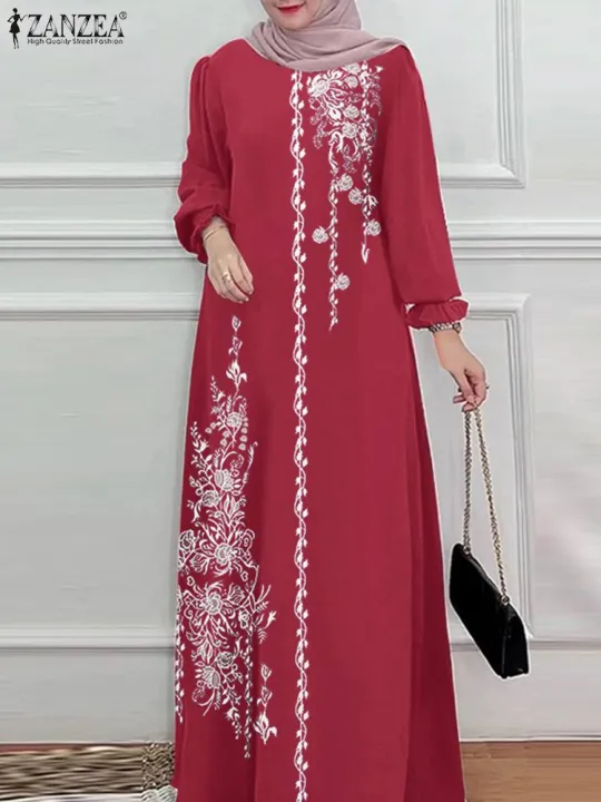 Women%20Stylish%20Floral%20Printed%20Maxi%20Dress%20Muslim%20Abaya%20ZANZEA%20Eid%20Mubarak%20Robe%20Elegant%20Long%20Sleeve%20Casual%20Vestidos%20Kaftan%20IsIamic%20-%20Image%202