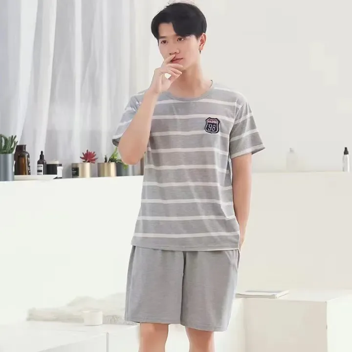 Men%20Pajama%20Set%20Cotton%20Short%20Sleeve%20Shorts%20Casual%20Striped%20Nightwear%20Loungewear%20Two-Piece%20Set%20Plus%20Size%20Summer%20Man%20Sleepwear%20-%20Image%207